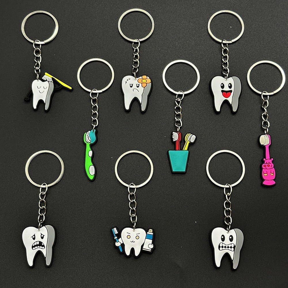 Amazon.co.jp: 歯 キーホルダー 9個セット キーリング 歯ブラシ